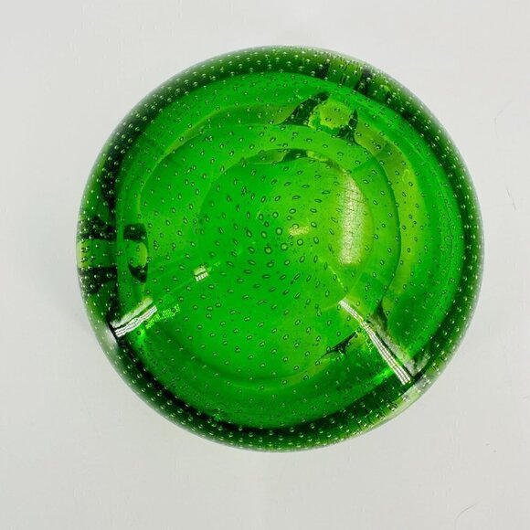Vintage Green Blown Glass Retro Small Bubble Ashtray Holder - Picture 3 of 9
